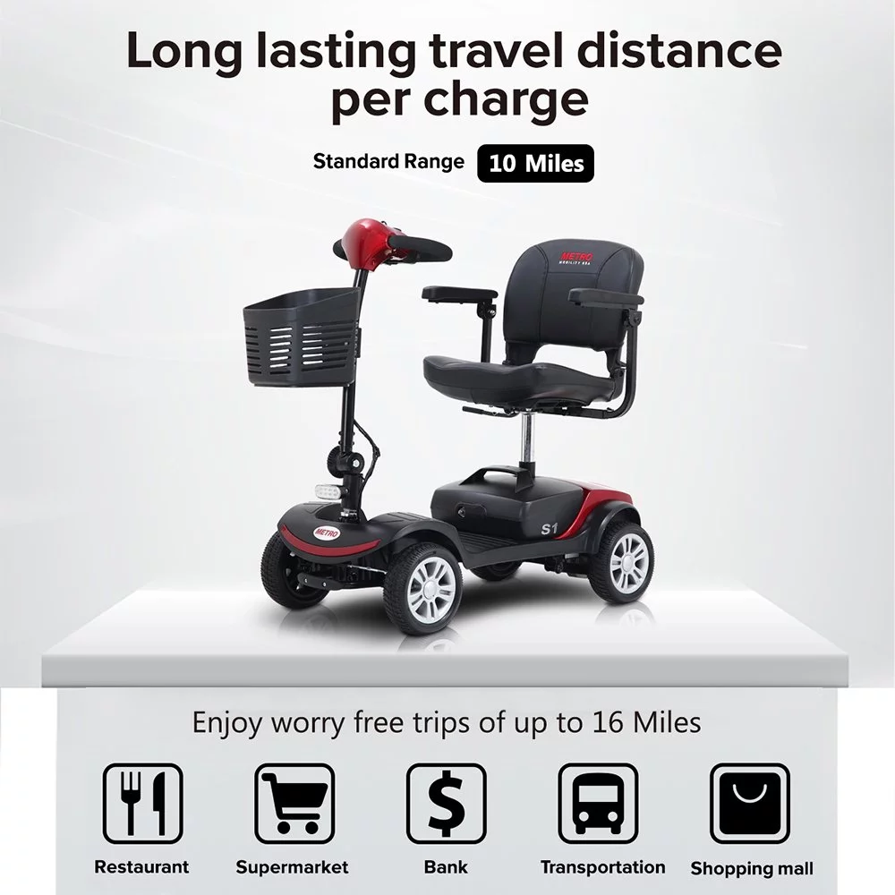 Outdoor Motorized Electric Carts for Senior, Heavy Duty Electric Scooters with 4 Wheel, Sliding Swivel Seat with Flip-Up Armrests for Adults