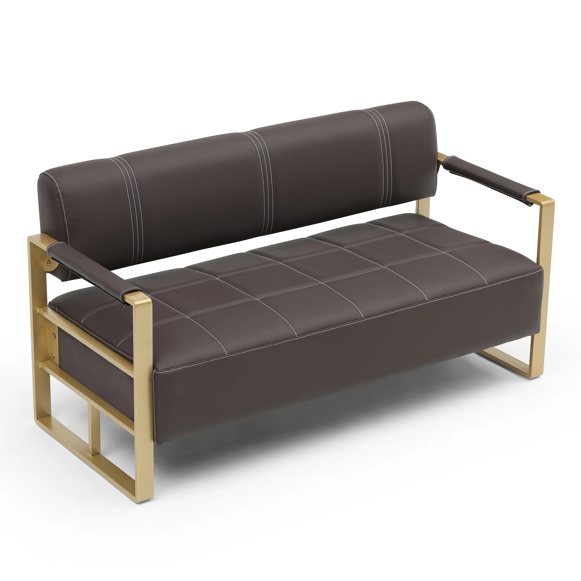 57.9" Width Modern Upholstery Faux Bonded Leather Loveseat Sofa for Living Room Accent Love Seats for Small Spaces 2 Seater Couch Sofa Office