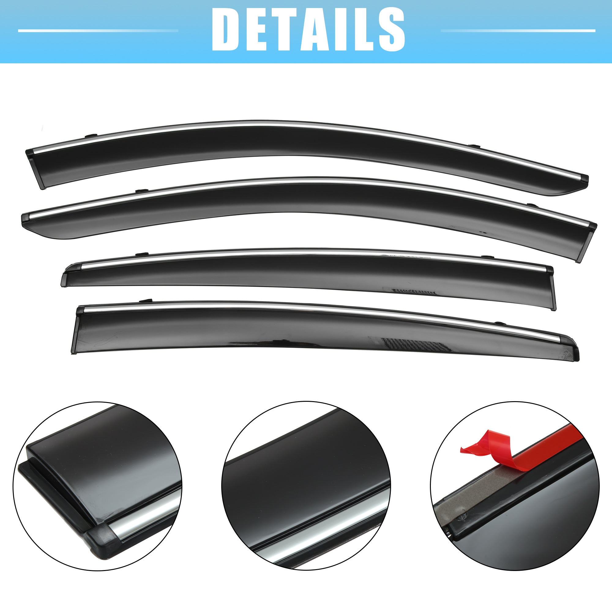 Unique Bargains 1 Set Window Vent Visor Deflectors Rain Guards Fit for Honda HR-V 2016-2022 Black