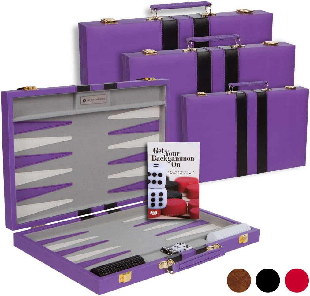 Get The Games Out Top Backgammon Set - Small Travel Size Classic Board Game Case - Best Strategy & Tip Guide (Map, Small)