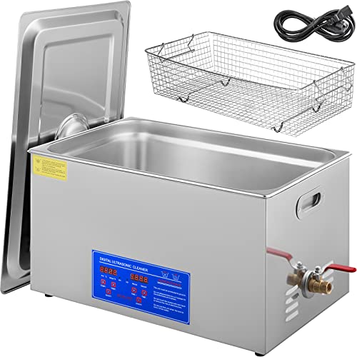VEVOR 30L Industrial Ultrasonic Cleaner with Digital Timer&Heater 40kHz Professional Large Ultrasonic Cleaner Total 1100W for Wrench Tools Industrial