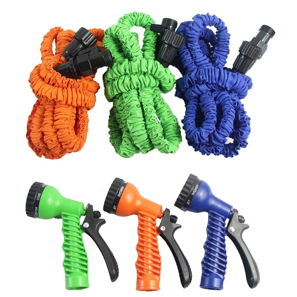 Expandable Flexible Deluxe Garden Water Hose w/ Spray Nozzle in Blue (50ft) - CycloneSound - Curated Treasures Market