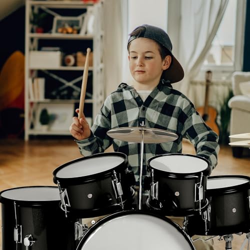 Ktaxon 5-Piece Complete Junior Drums Set, 14 Inch Beginners Drum Kit with Throne Stool, Pedal & Drumsticks, Kids Drums Musical Instruments W/Cymbal
