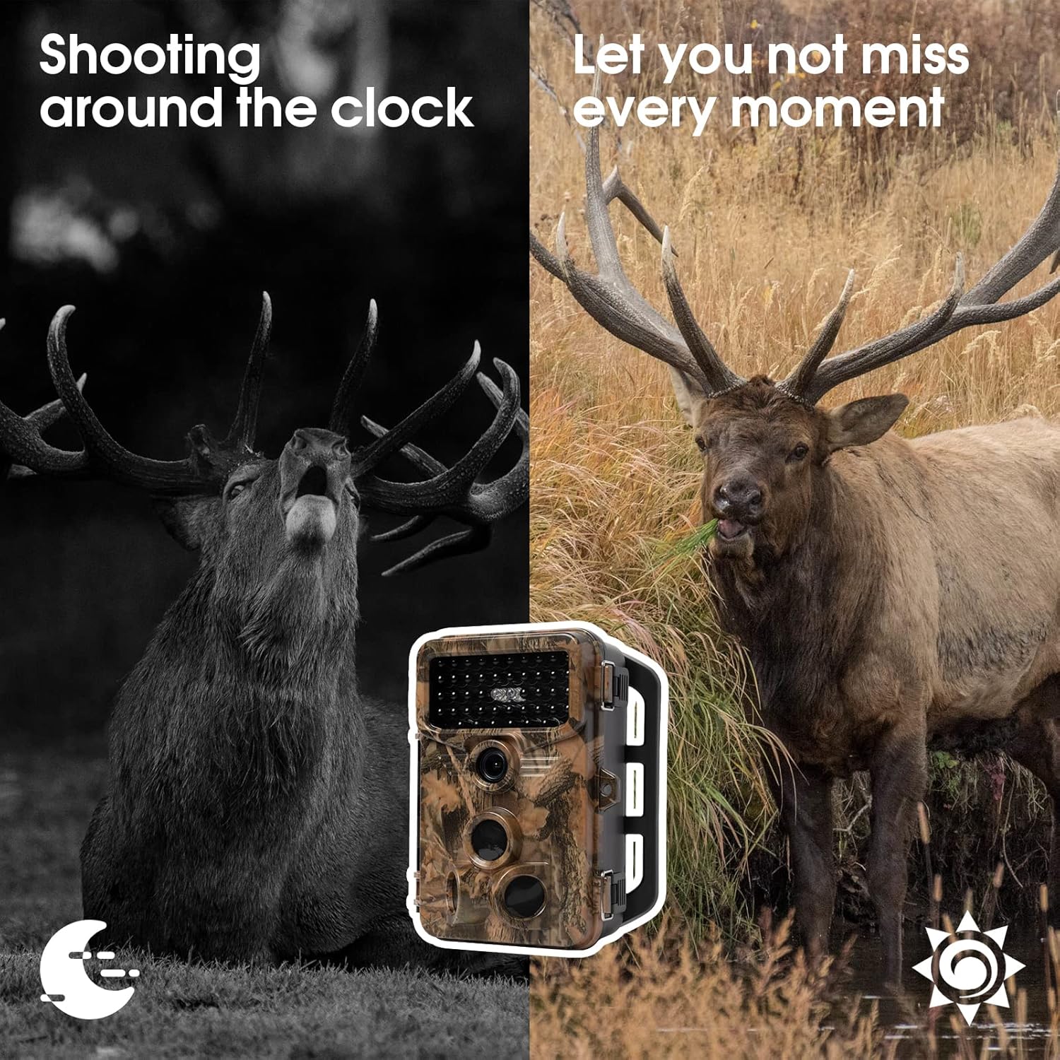 Trail Camera - 1080P 20MP Hunting Game Camera with 120° Wide-Angle Motion Sensor No Glow IR Night Vision Motion Activated