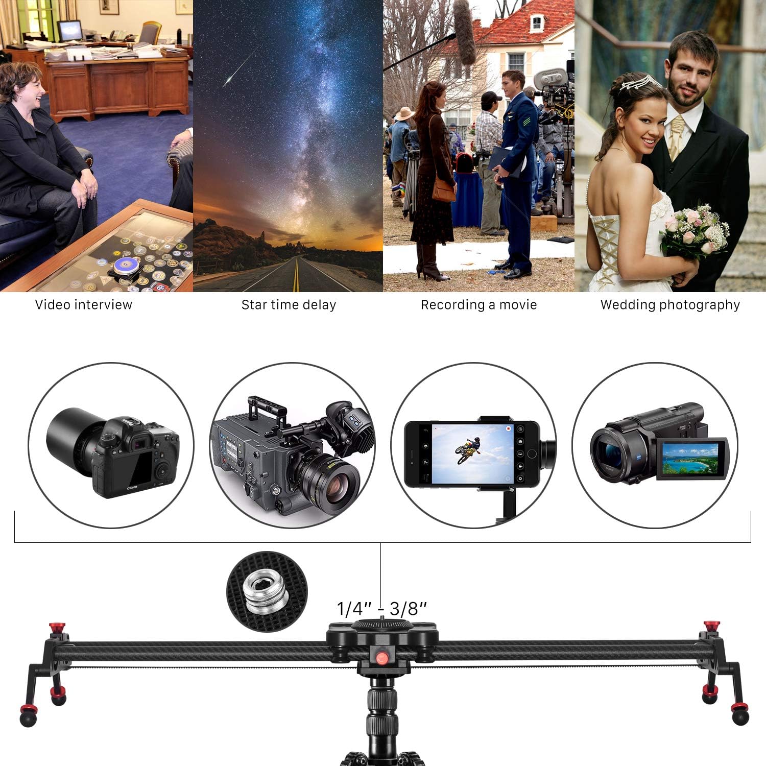 Camera Slider Track Dolly Slider Rail System with Motorized Time Lapse and Video Shot Follow Focus Shot and 120 Degree Panoramic Shooting 31 80cm