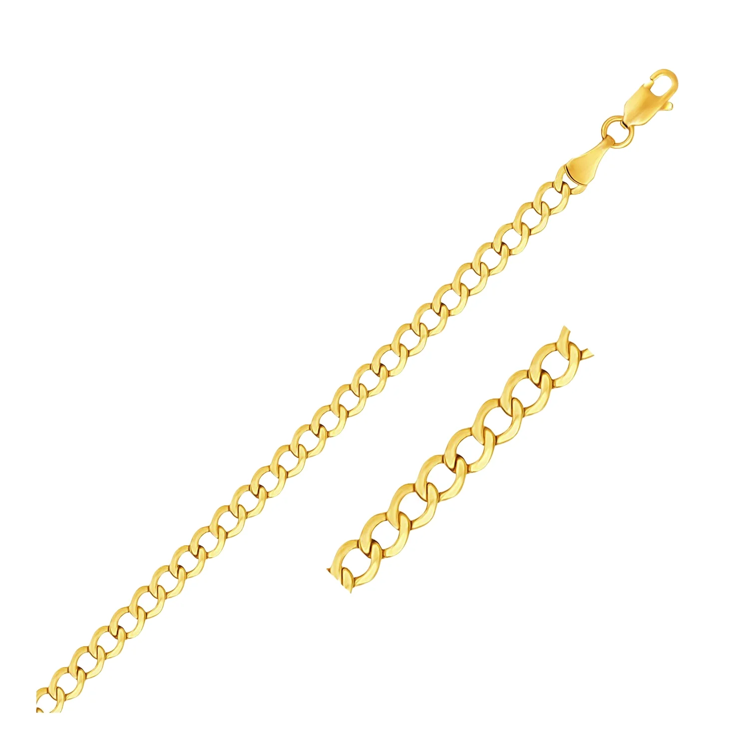 4.4mm 10k Yellow Gold Curb Chain 22 in