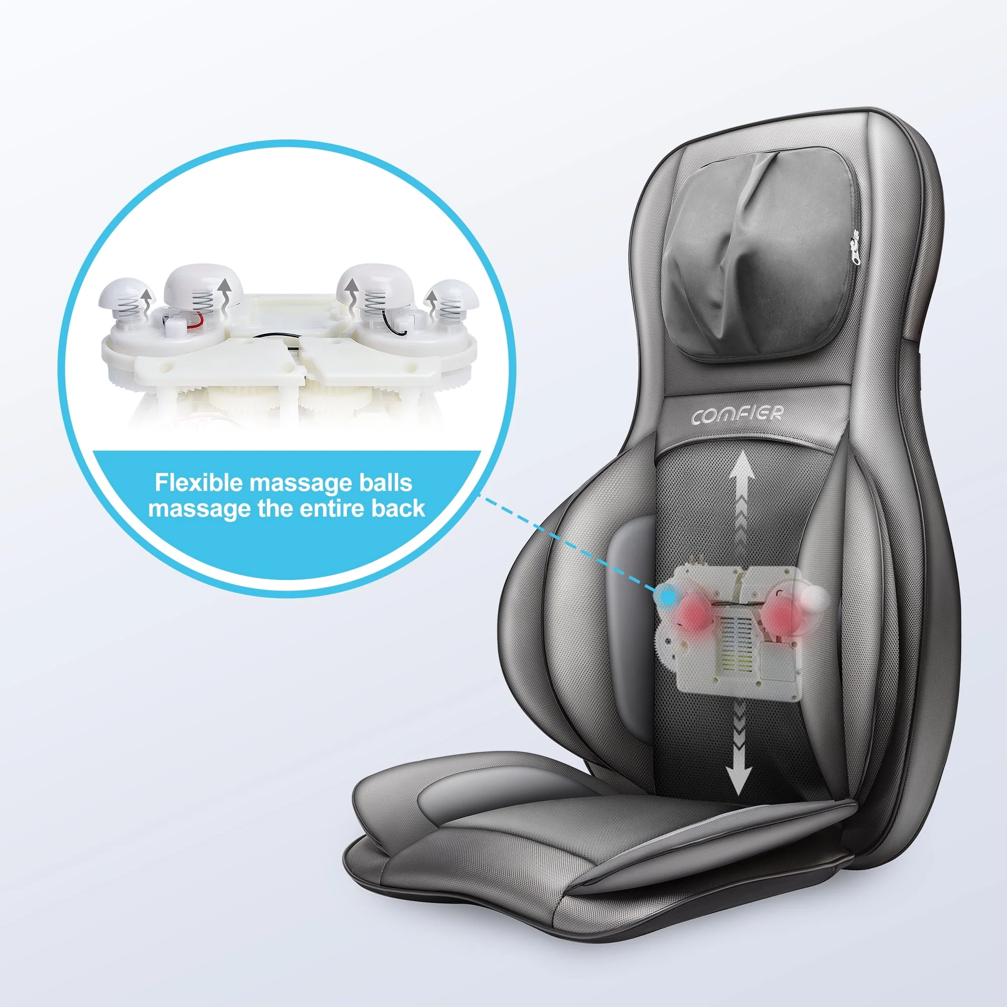 Comfier Neck Back Massager with Heat, Electric Kneading Massage Chair Pad, Air Compression Seat Cushion Massagers