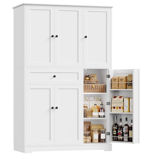 HOSTACK 68" Tall Kitchen Pantry Storage Cabinet, Modern Kitchen Hutch Cabinet with Doors and Shelves
