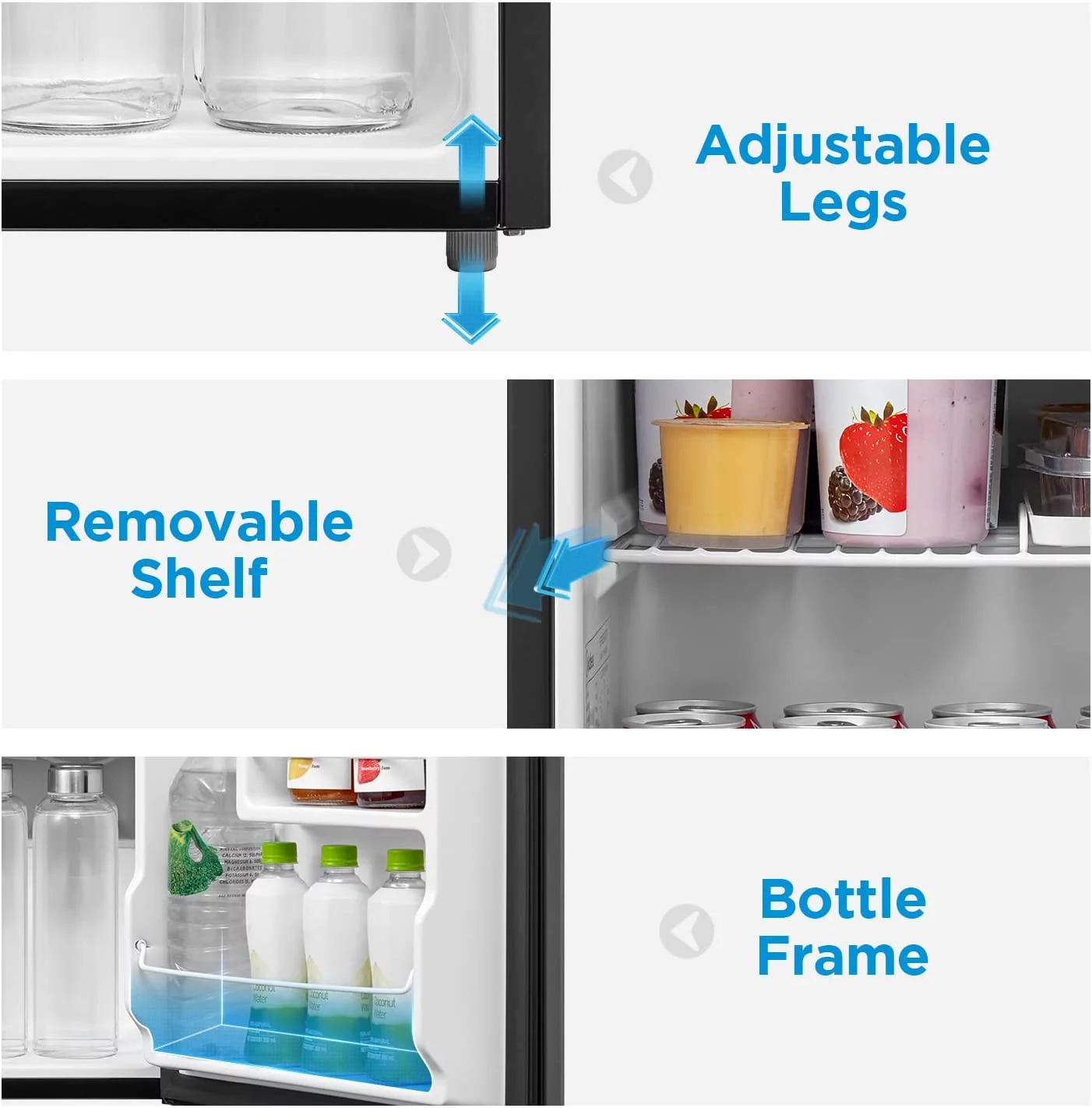 Excellent Midea WHS-65LB1 Compact Single Reversible Door Refrigerator  1.6 Cubic Feet(0.045 Cubic Meter)  Black