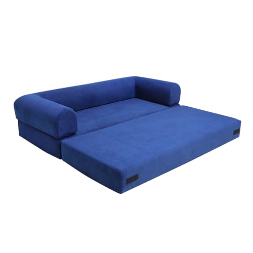Convertible Sleeper Sofa Bed with Cylindrical Pillow, Comfy Foldable Sofa Bed Compressed Sofa in Box