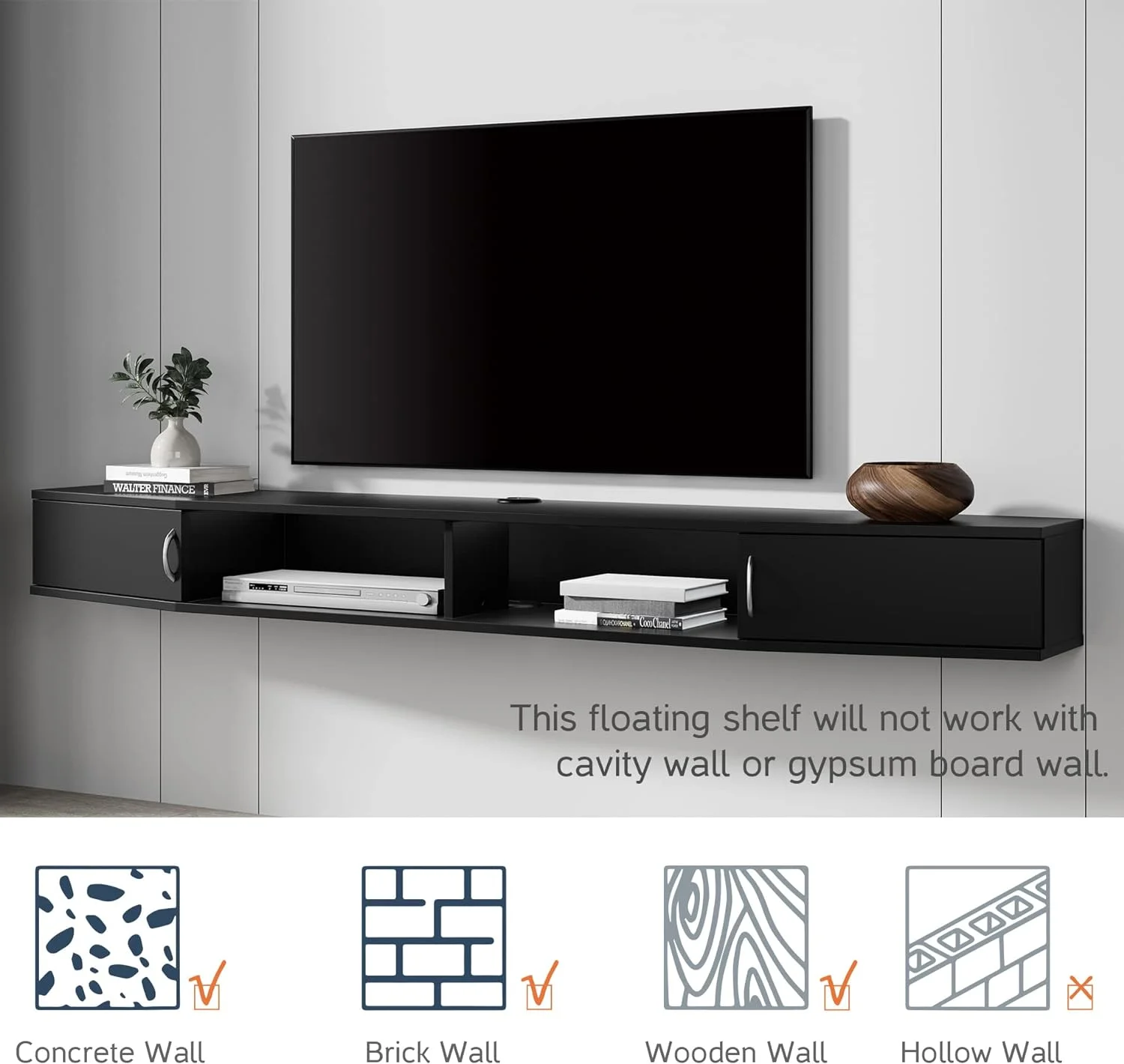 Floating TV Stand with Cabinet