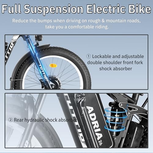 TUTTIO Electric-Bike for Adults-Men, Dual-Motor-Ebike 40-46MPH-Hunting-Ebike, 52V 30AH Long Range Dirtbike, 26" Fat-Tire-Electric-Bicycle