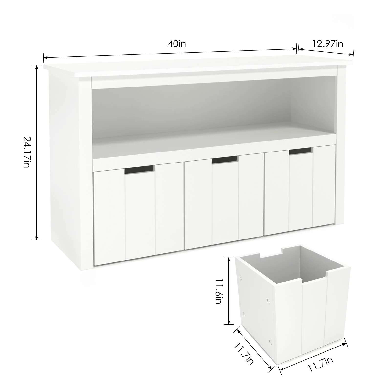 Homfa Kids Toy Storage, Cubes Storage Bins, White Toy Box with Shelves and Wheels