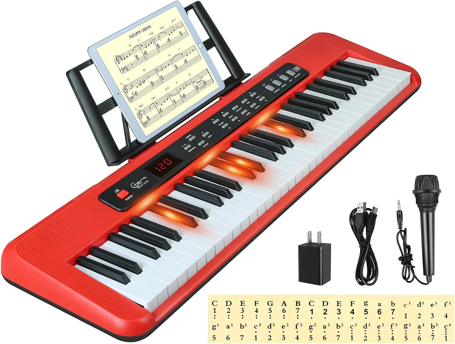 Hricane 61 Key Piano Keyboard for Beginners with Lighted Keys