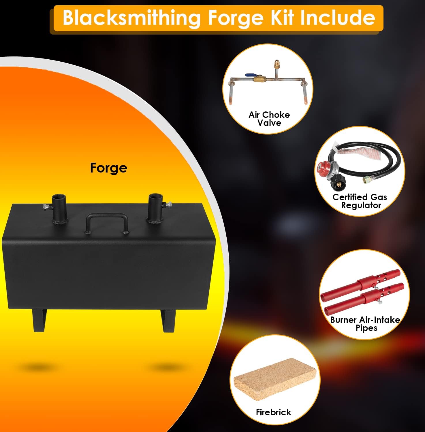 Yoursme Propane Gas Forge Portable, Double Burner Blacksmithing Forge Large Capacity Forge, Square Propane Burner Forge for Farrier