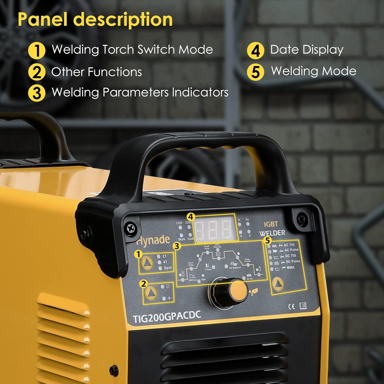 hynade Tig welder TIG200GPACDC 200 Amp AC/DC Tig Welder/Arc/Spot Welder with Pulse AC/DC