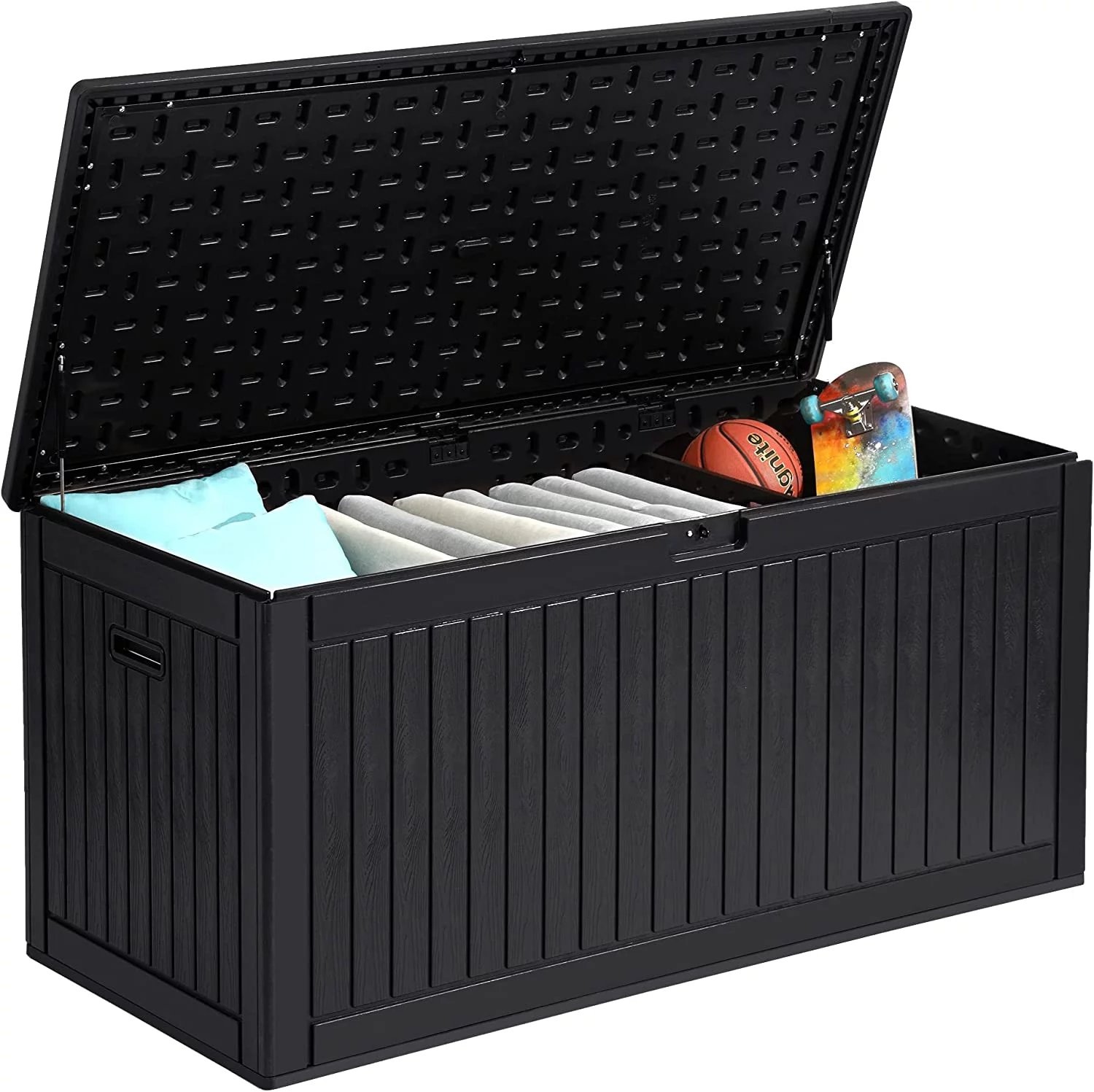 Dextrus Large Outdoor Deck Box - Spacious, Durable, and Convenient 260 Gallon Large Double-Wall Resin Outdoor Storage Boxes, Lockable & Waterproof
