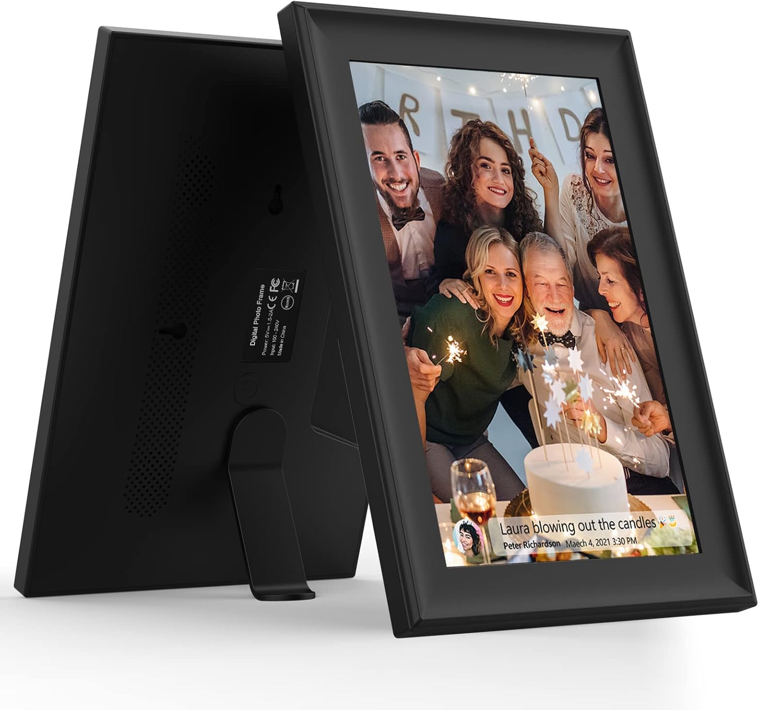 FRAMEO 10.1 Inch Smart WiFi Digital Photo Frame 1920x1200 FHD IPS LCD Touch Screen, Auto-Rotate, 16GB Storage, Support SD Card & USB Drive