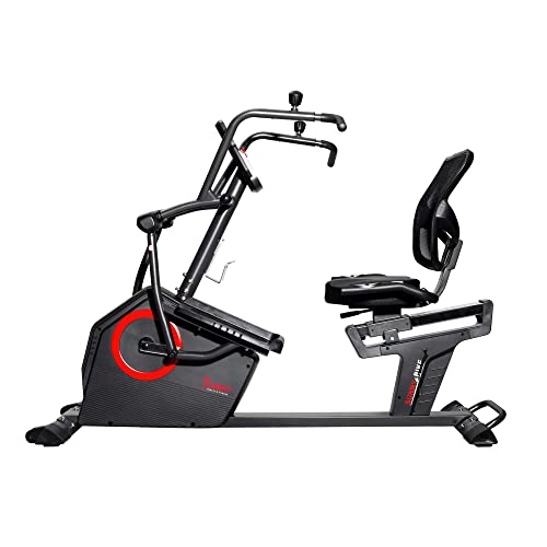 Sunny Health & Fitness Elite Recumbent Cross Trainer & Elliptical Machine with Arm Exercisers for Home Arm/Leg Training