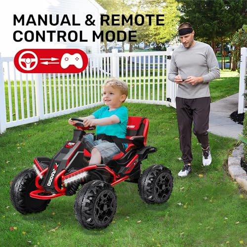 ANPABO 24V 4x4 Ride On Toy for Big Kids, 4x200W Motors, 5MPH, Kids Car w/Parent Remote, Wide Adjustable Seat, Headlights, Metal Frame