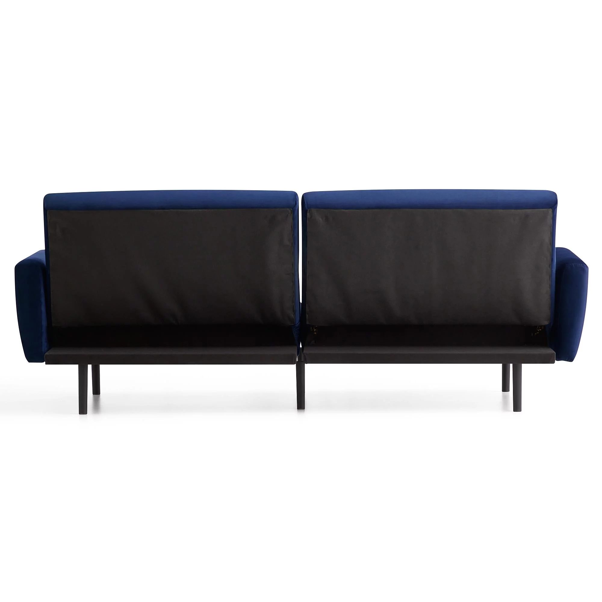 Mayview Sofa Bed with Box Tufting and Removable Arms, Navy Velvet