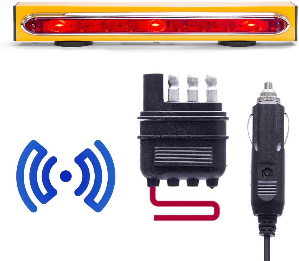 Master Tailgaters Wireless Trailer Tow Lights - Magnetic Mount - 48 Feet Range - 4 Pin Blade Connection + Safety Straps