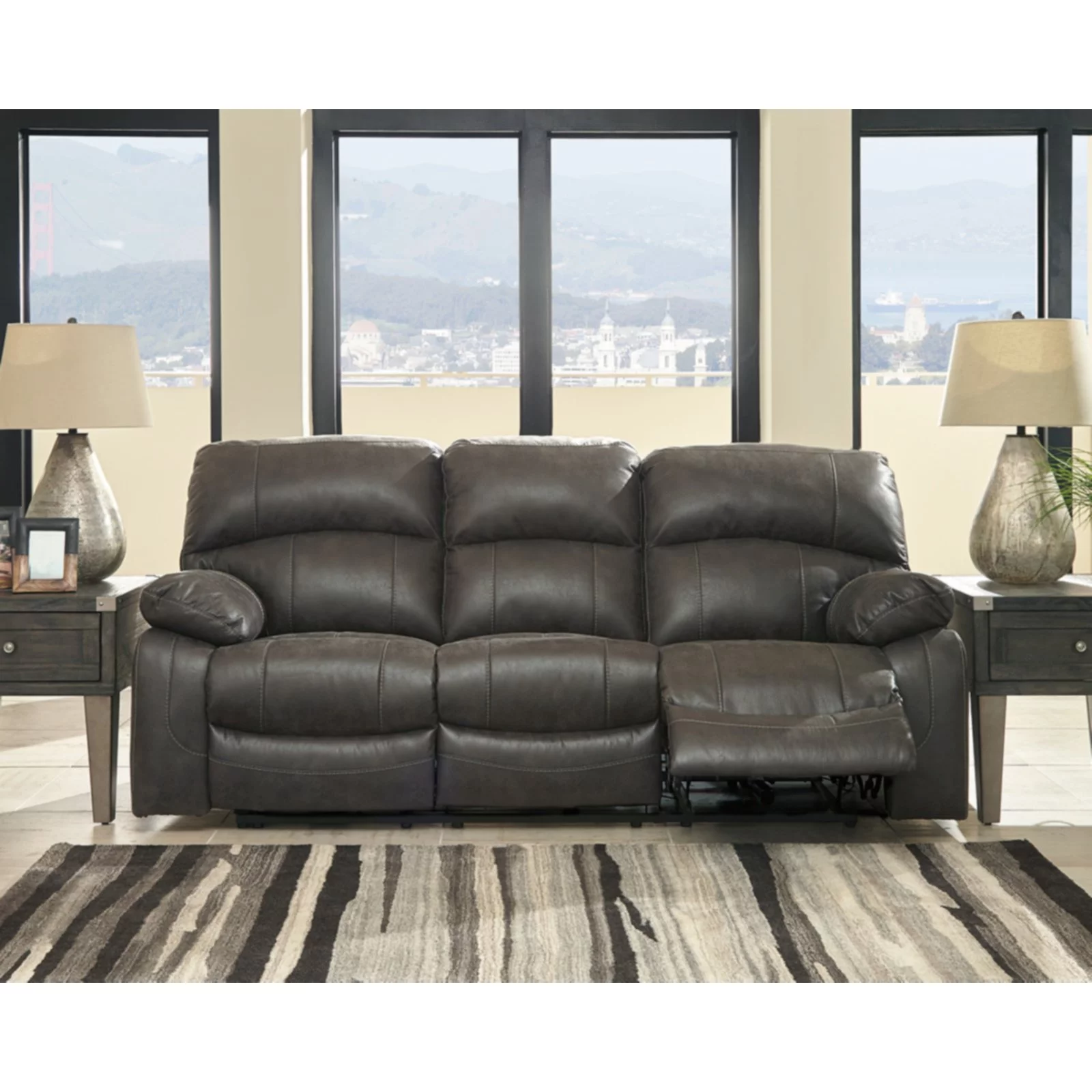Signature Design by Ashley Dunwell Power Reclining Sofa in Steel
