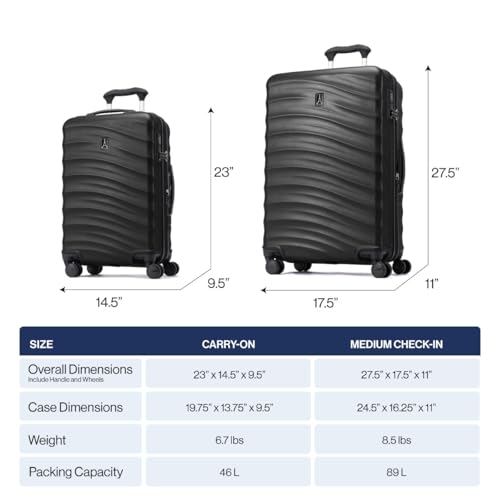 Travelpro Maxlite Air V2 Hardside Expandable Carry on Luggage, 8 Spinner Wheels, Lightweight Hard Shell Suitcase, TSA lock, Black, Carry On 21-Inch