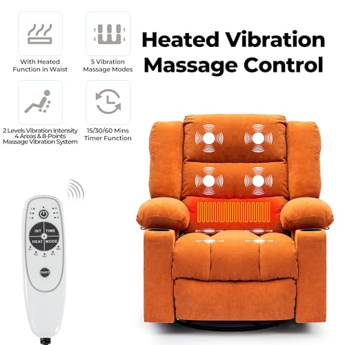 Recliner Chair Massage Rocker Swivel with Heated Modern Ergonomic 360 Degree Single Seat Living Room Lounge Recliners on Clearance