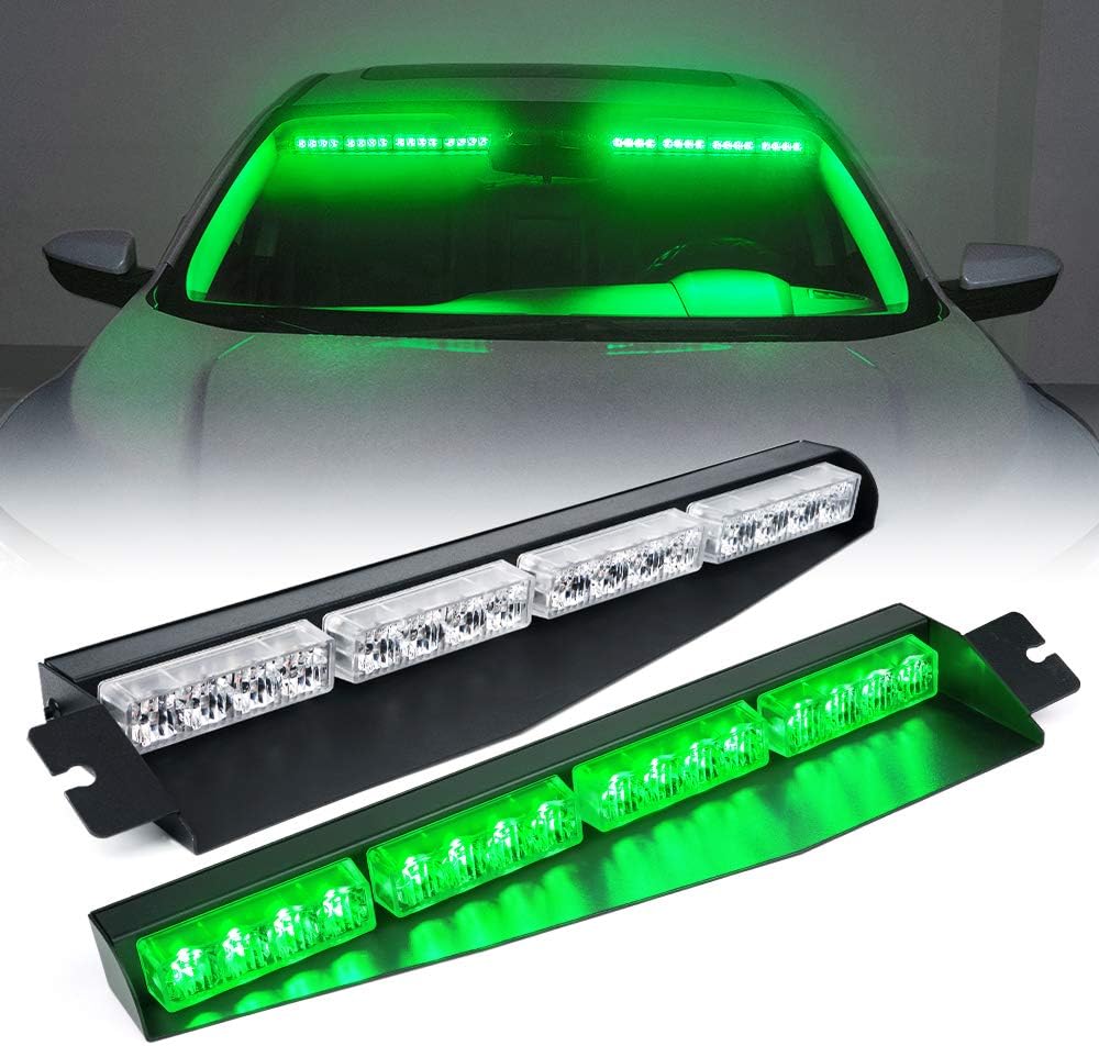 Xprite LED Visor Strobe Light Bar Interior Windshield Sunvisor Emergency Hazard Warning Flashing Lights w/ Extend Bracket Split Mount for Law