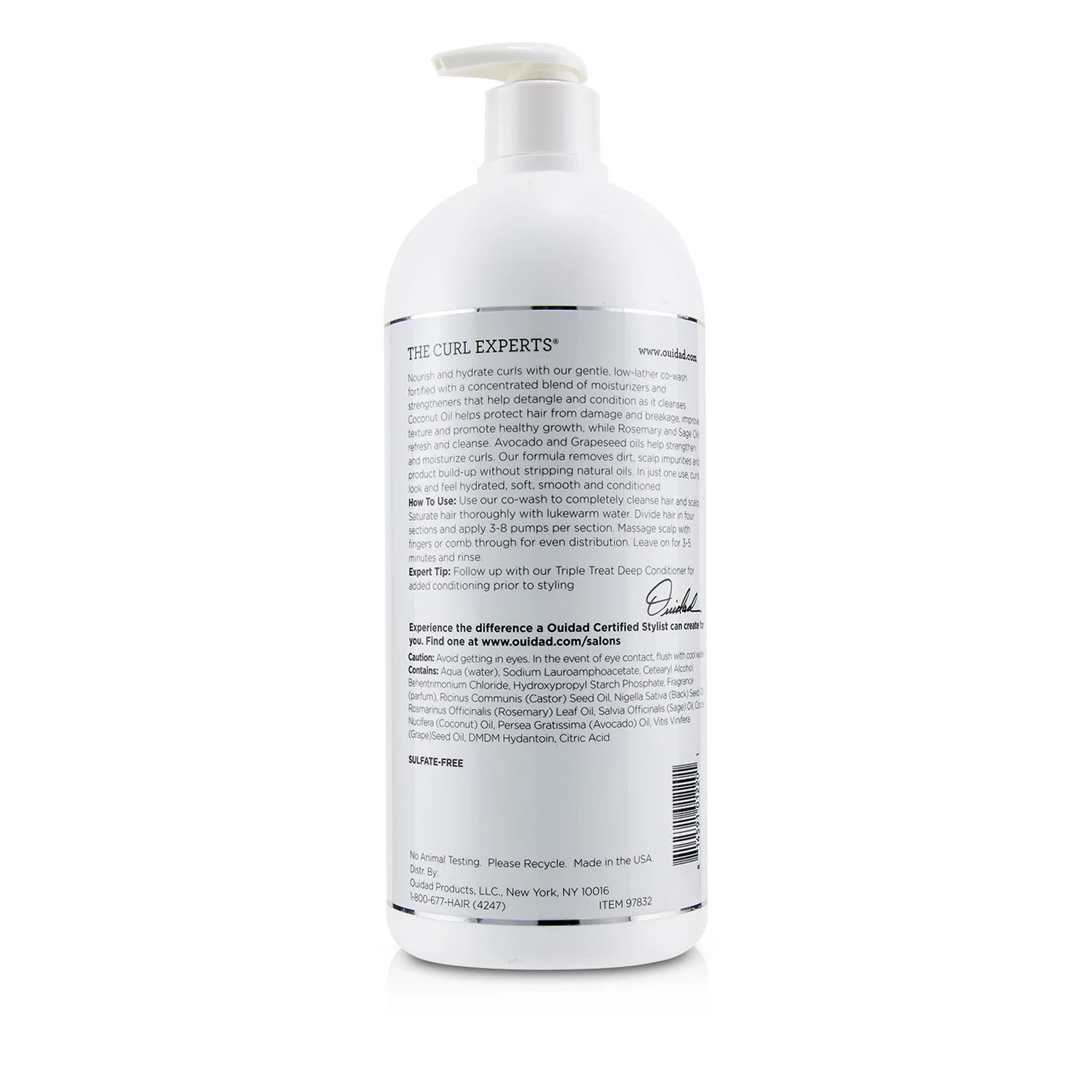 Ouidad Curl Immersion Low-Lather Coconut Cleansing Conditioner (Kinky Curls)  500ml/16oz