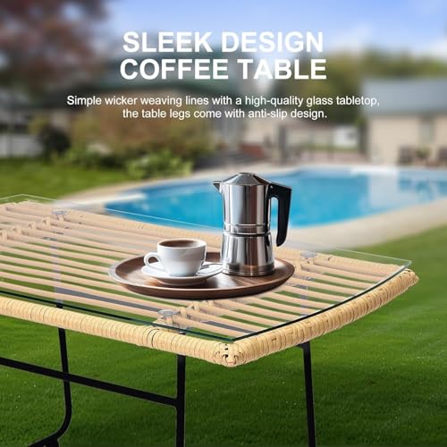 3 Piece Patio Bistro Set, Outdoor Wicker Table and Chairs Set of 2