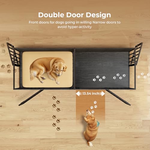78 Inch Dog Crate Furniture for 2 Dogs,Extra Large Double Dog Kennel Furniture with Removable Divider, XXL Thick Wooden Dog Cage TV Stand