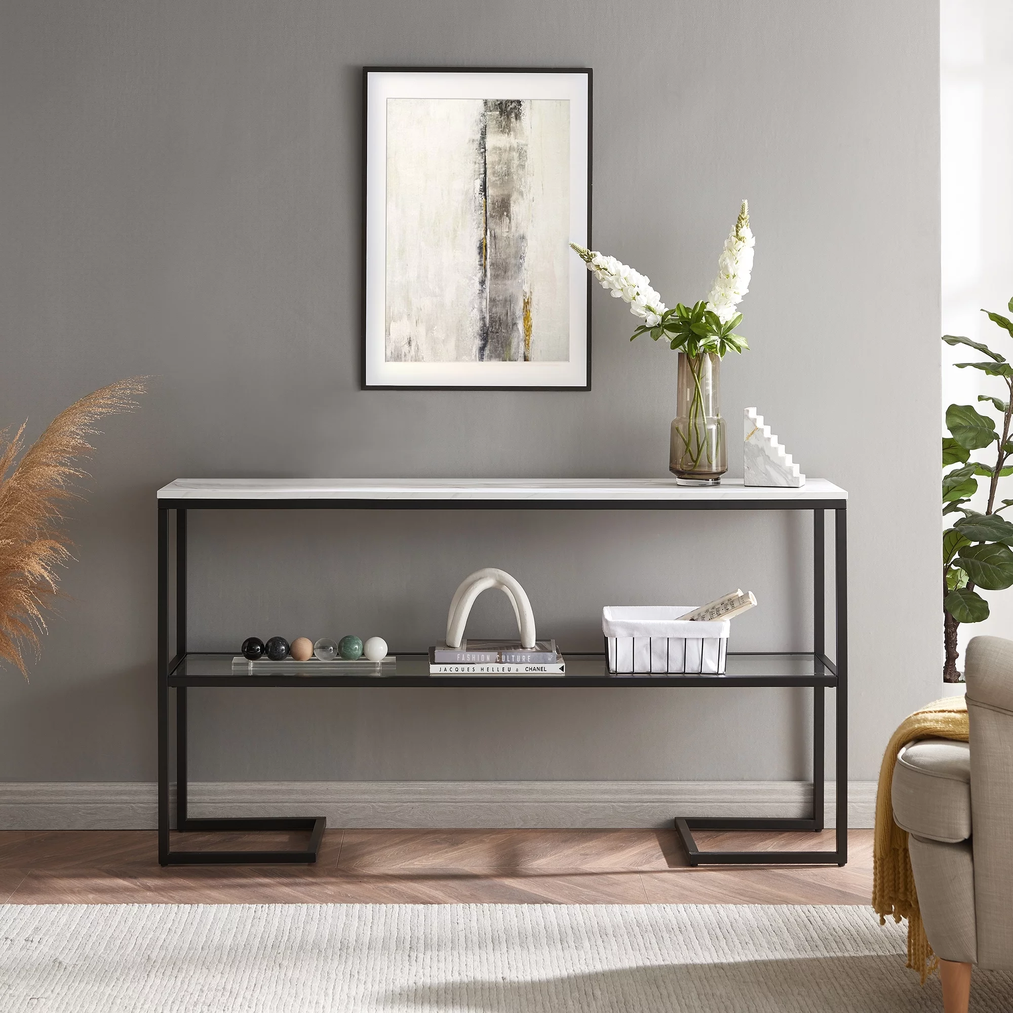 Errol Console Table Gold/Glass Top Glass