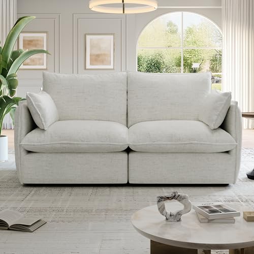 Cloud Modular Sectional Sofa, Waterproof Down Filled Sectional Sofas, High Backrest V Shaped 5 Seater Sectional Couches for Living Room