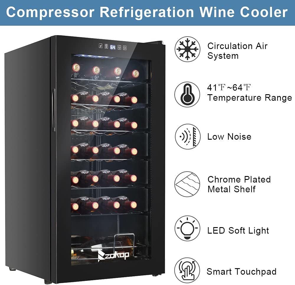 Winado 28 Bottle Compressor Wine Cooler Refrigerator w/Adjustable Temperature