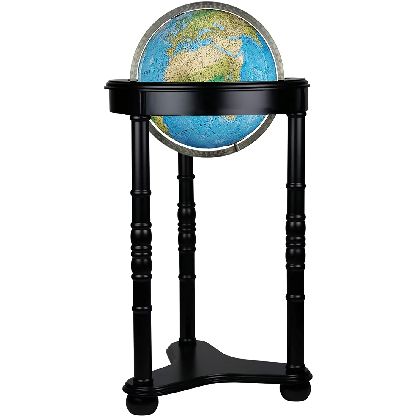 Lancaster Illuminated Blue Floor Globe, 12" globe, 35"H