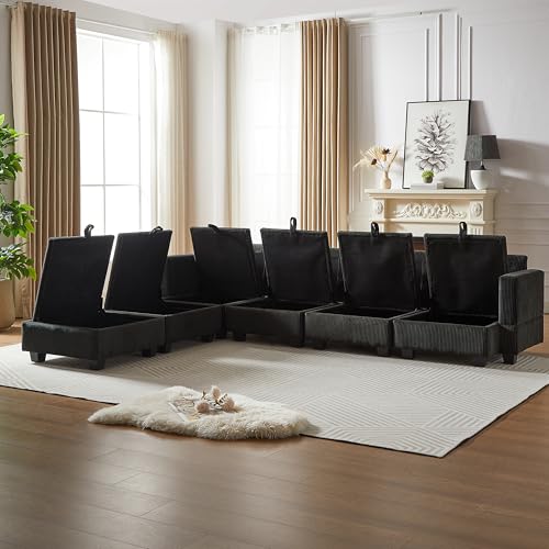 FANYE L/U-Shaped Oversized Free Combination Modular Storage Sectional Sofa Soft Corduroy Upholstered Deep Seat Sofa&Couch Convertible Sleeper Couch