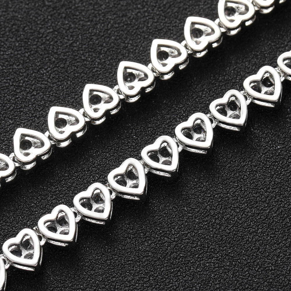 18K Gold and Silver Plated 6.5mm Hip Hop Heart Chain Necklaces Bling ICED 5A+ CZ