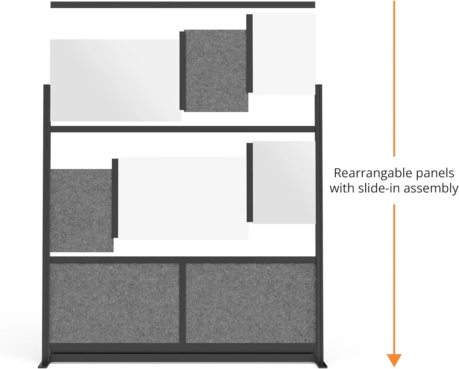 Stand Up Desk Store Modular Wall | 53in x 48in Starter Wall | Expandable Partition Room Divider with Rearrangeable Whiteboard, Frosted Acrylic