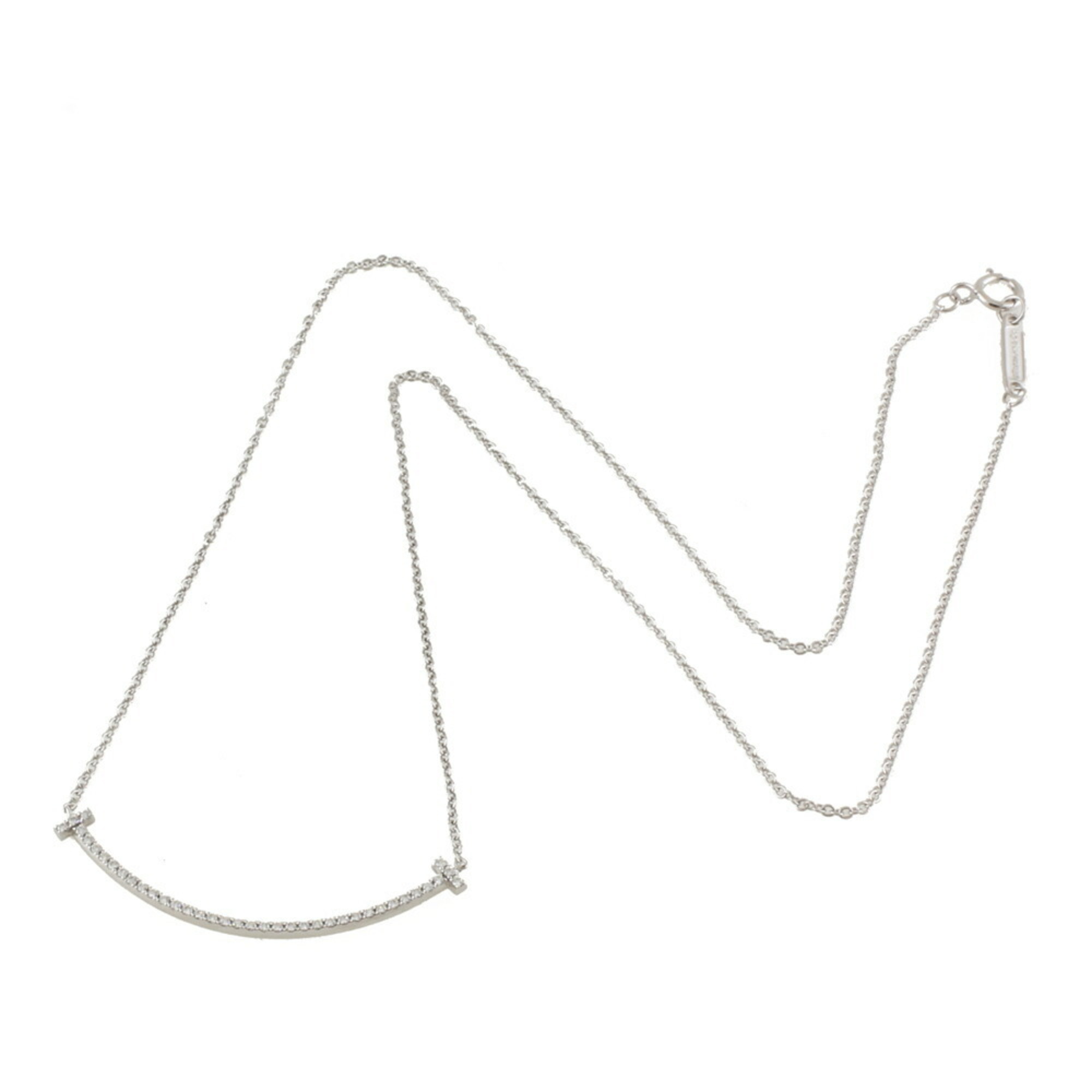 Pre-Owned Tiffany T Smile Diamond Necklace 18K Women's TIFFANY&Co. BRJ10000000120965 (Like New)