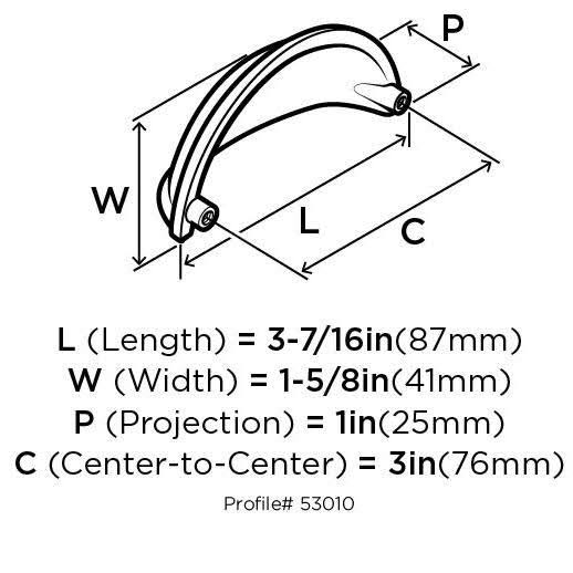 Amerock BP53010-25PACK Allison Value Hardware 3 inch Center to Center Cup Cabinet, Oil Rubbed Bronze