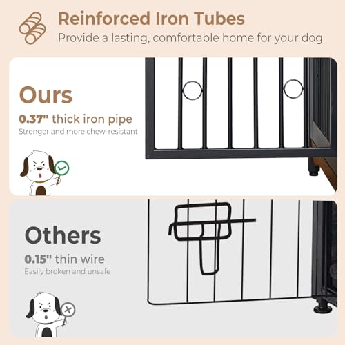 71'' Dog Crate Furniture for 2 Large Medium Dogs, XXL Wooden Indoor Double Crate Kennel Cage Large Breed with Door, TV Stand End Table with Divider