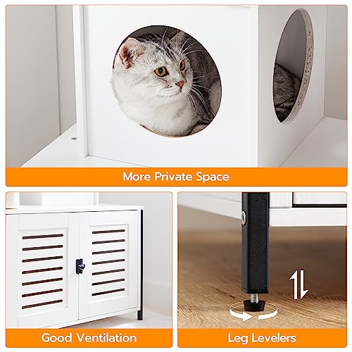 HOOBRO Cat Tree with Litter Box Enclosure, 27.6" L x 18.9" W x 52" H, All-in-One Wooden Cat Tower, Cat Furniture for Indoor Cats