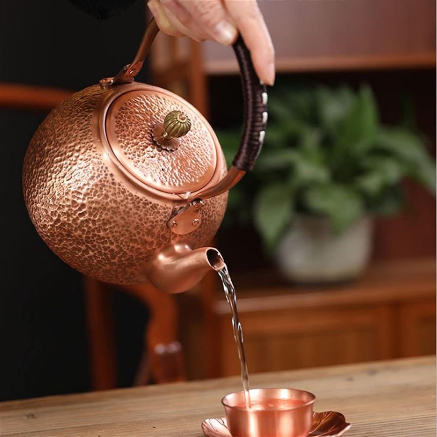 Teapot Pure Red Copper Boiling Water Tea Kettle Handmade Teapot with Filter Boiling Tea Pot Large Capacity Health Tea Set Tea Kettle