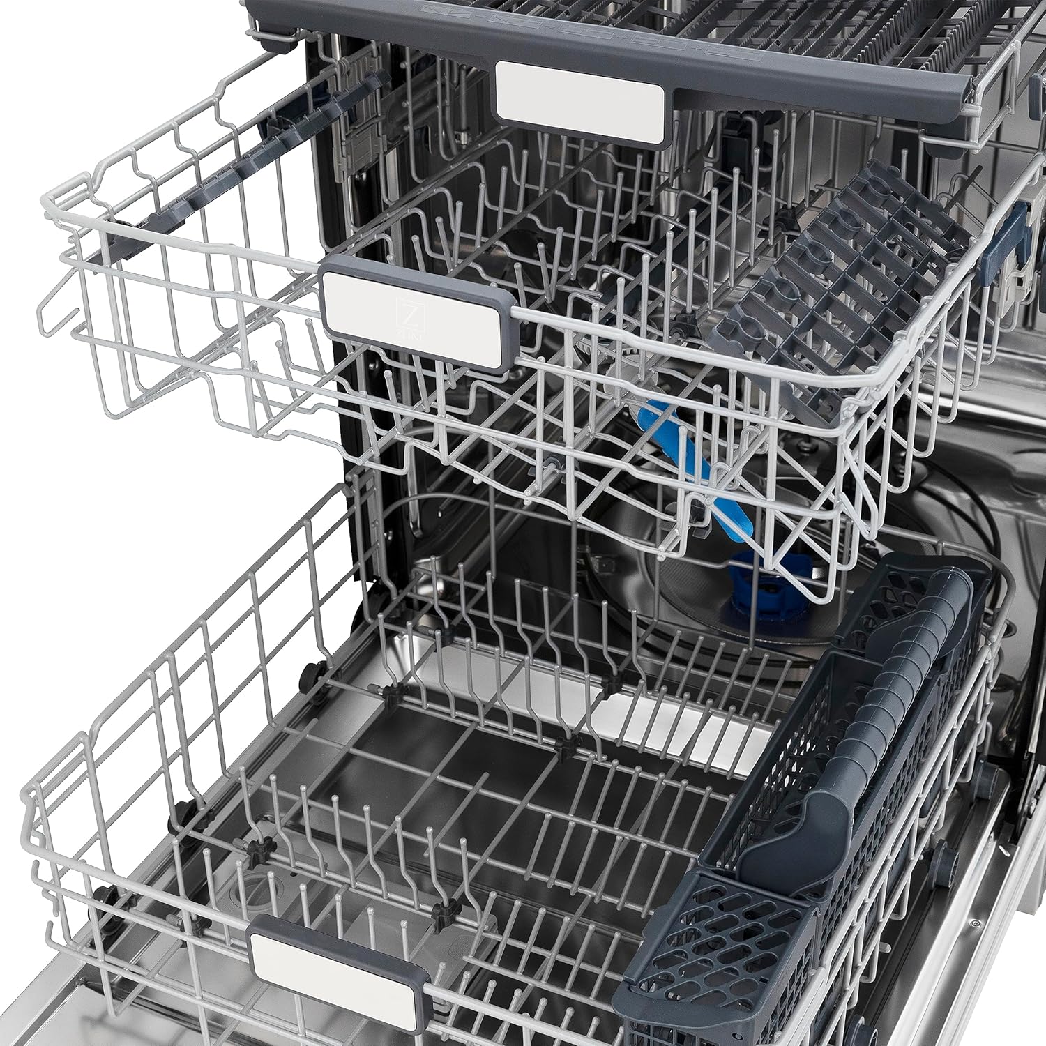 ZLINE Autograph Edition 24" 3rd Rack Top Touch Control Tall Tub Dishwasher in Black Stainless Steel with Champagne Bronze Handle