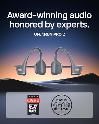 SHOKZ New OpenRun Pro 2 - Open-Ear, Bone Conduction Sport Headphones - with Reflective Strip - Sweat Resistant, Workout Headphones - Secure, Wireless