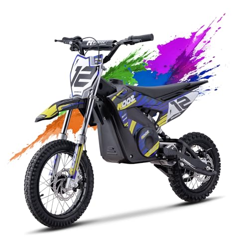 KOOZ HP112E 36V 1000W Electric Dirt Bike for Kids, 3 Speed Modes Teen Electric Motorcycle Up to 18 MPH & 15 Miles Long-Range
