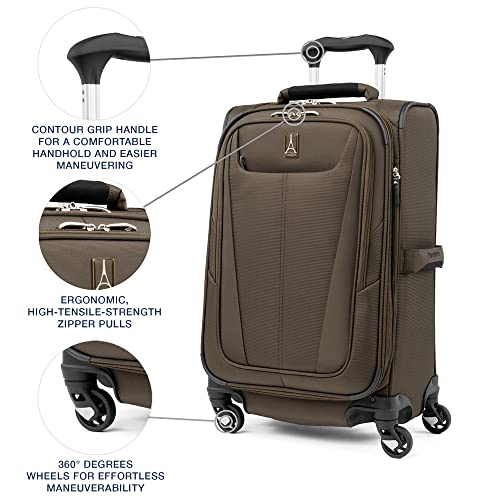 Travelpro Maxlite 5 Softside Expandable Carry on Luggage with 4 Spinner Wheels, Lightweight Suitcase, Men and Women, International, Slate Green