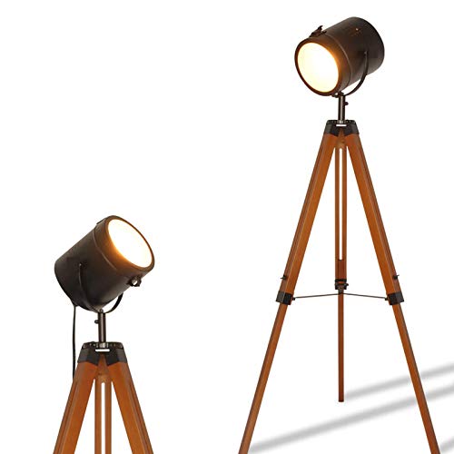 Contemporary Modern Wooden Farmhouse Tripod Floor Lamps for Living Room